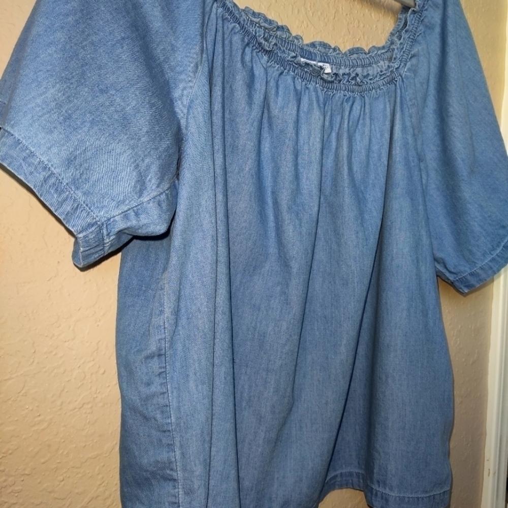 Gap Relaxed Denim Square neck Top size XL - Picture 5 of 10